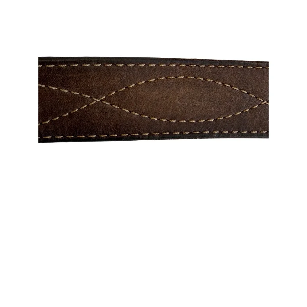 Mens Brown Genuine Leather Western Stitched‎ Belt Size 42 105 Mexico Cowboy